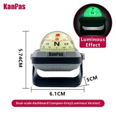 KanPas Dashboard Compass w/ Double Dials, Luminous Capsule & Adjuster