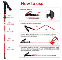Bastones trekking plegables 2 unidades aluminio con cierre rápido y accesorios 4