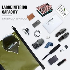 SEPEAK Waterproof Dry Bag Backpack IPX6, Roll-Top Closure Bag Boating 35L Green