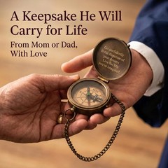 2026 Graduation Gifts for Him – Engraved Brass Pocket Compass for Son or Grandso