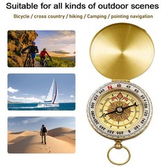 Camping Survival Compass for Hiking,Small Golden Pocket Compass for Kids,Glow…
