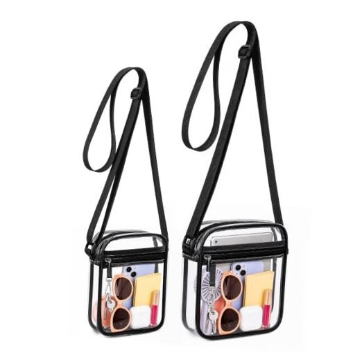 Clear Bag for Stadium Events, Clear Crossbody Bag Transparent Black-s&l