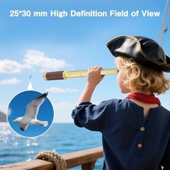 Retro Pirate Telescope Zoomable 25×30 Spyglass Portable Collapsible Handheld
