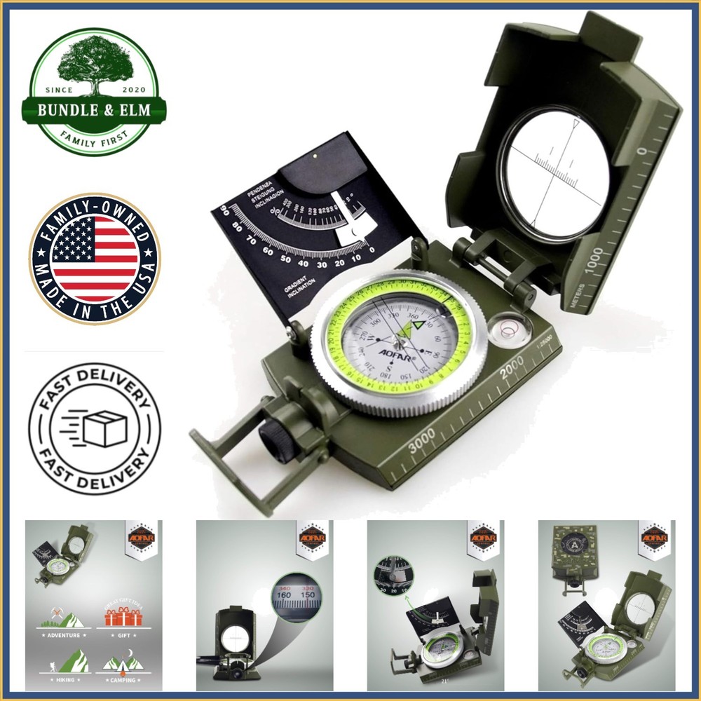 High Accuracy Military Compass with Adjustable Prism Lens for Navigation