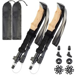 Collapsible Walking Sticks Set of 2 Foldable Trekking Poles Hiking Gear, Black