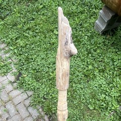 Hand-Carved Wooden Walking Stick Cane w/ Animal Head Handle, Brown, Unisex