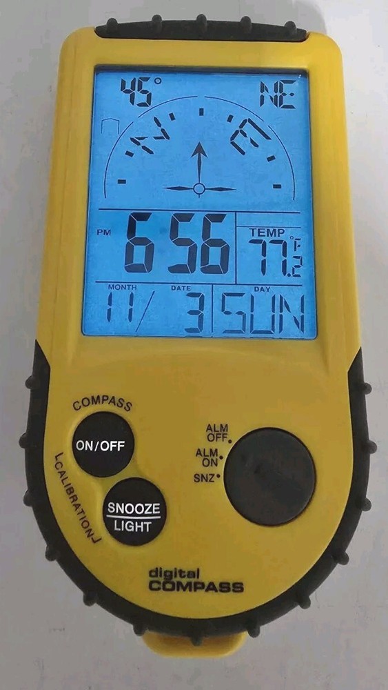 Hiking Handheld LED Digital Compass Thermometer Clock Date