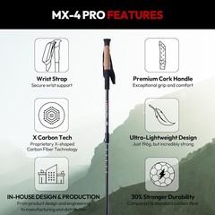 MX-4 X Carbon Tech Carbon Fiber Trekking Poles Strength and Durability