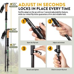 Hiker Hunger Carbon Fiber Trekking Poles | Cork Grip, – 3K Black