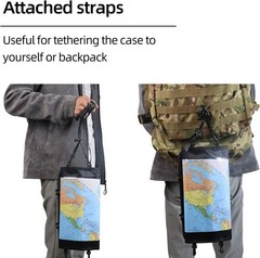 Waterproof Hiking Map Case with Clear Window and Removable Carry Strap