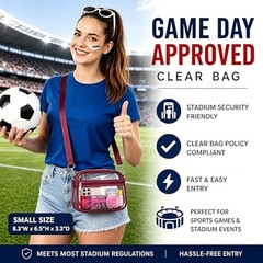 Clear Bag for Stadium Events Clear Purse Stadium Bag Satchel Small Rose Red