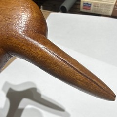 Hand-Carved Wooden folk art cane with bird Head Handle and Decorative Shaft