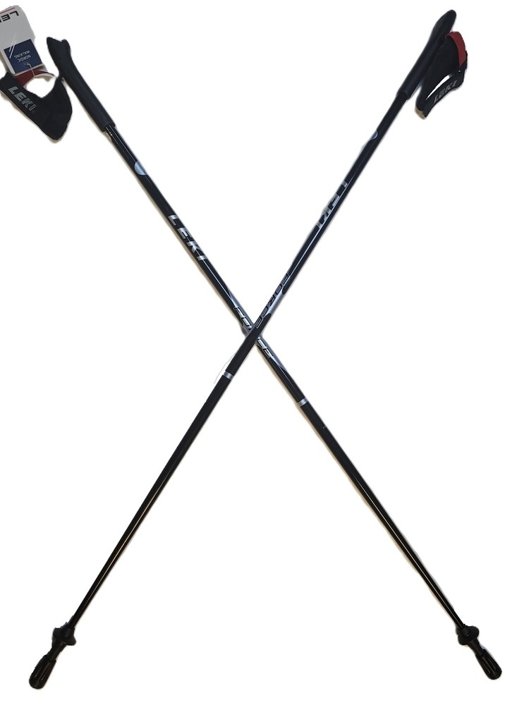 LEKI Nordic Walking Force Aluminum Walking Poles Black/Blue 120cm 48in