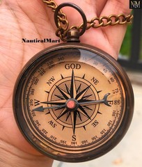Brass Compass – “God My Lord Guide Me” Engraved, Handmade Personalized Gift f…