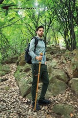 3pc Detachable Hiking Walking Stick with Compass – 48″ Adjustable, Soft Grip, Ru
