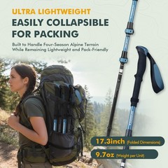 KINGGEAR TR-Z Collapsible Trekking Poles, 7075 Aircraft Aluminum Blue