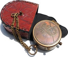 Antique Brass Pocket Compass Engraved Personalized Gift for Camping Nautical Use