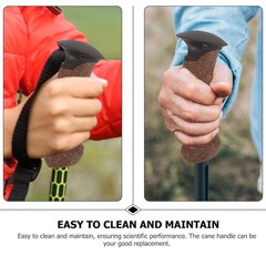2Pcs Sturdy Cork Cane Handle Grip Replacement for Hiking Poles Yellow
