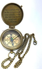 Brass Compass Unique Print Go Confidently Quote Compass With Leather Case