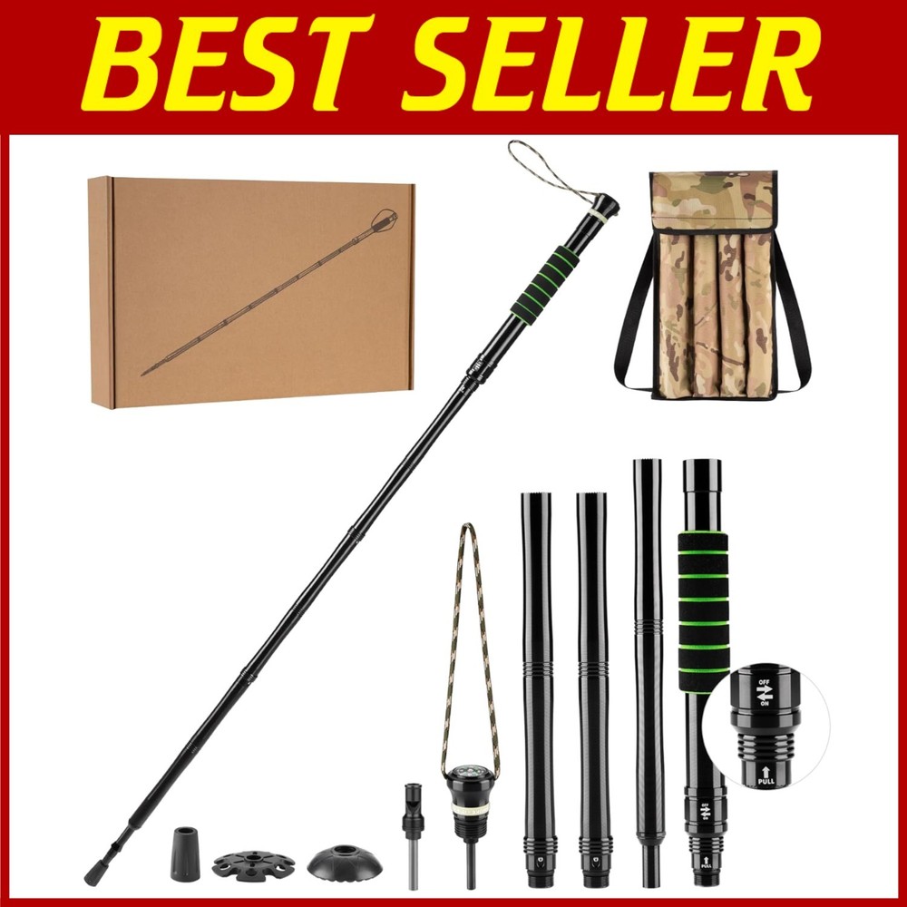 Telescopic Survival Hiking Pole with Shock Absorbing Tipt**