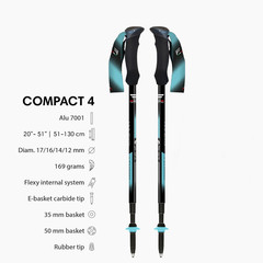 Compact 4 Trekking Poles – 6.0 Oz Ultralight, Backpacking, Thru Hiking Poles, Ad