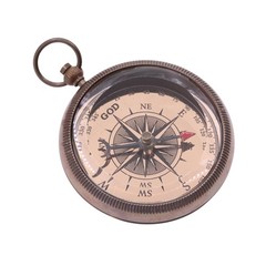 Brass Pocket Compass Psalm 18:32 Engraved with Wood Box Christian Gift for Men
