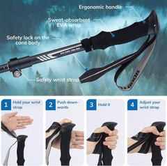 7075 Aluminum Collapsible Trekking Pole, Ultralight Hiking Stick, 3-Section
