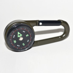 New Hiking Camping Hook Keychain Compass Thermometer Alloy Double Sided