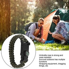5 in 1 Survival Wristband Paracord Compass Whistle Fire Starter Scraper Tool Set