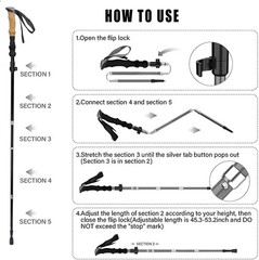 Ultralight 7.6oz 100% Carbon Fiber Trekking Poles 2-Pack Collapsible Anti-Shock