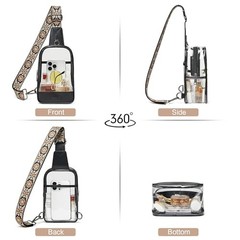 Clear Bag for Stadium Events Transparent Crossbody Bag 1-3 Two-toned Black