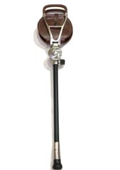 Leather Hunt, Shoot, Fish, Golf Walking Seat Stick With Spike & Rubber Ferrule
