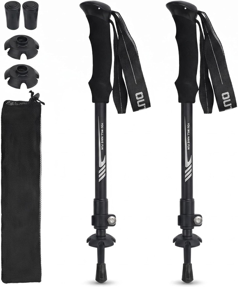 Lightweight 7075 Aluminum Folding Hiking Poles, Set of 2 – Black