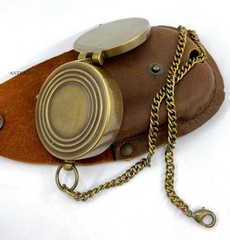 Brass Compass Unique Print Go Confidently Quote Compass With Leather Case