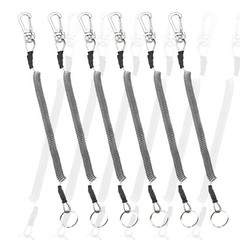 6Pcs Reusable Elastic Key Chains for Fishing Tools Grey PU Coiled Steel Wire
