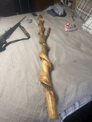 Handcrafted Twisted Wooden Hiking Staff for Unisex Adults – Brown, Dirt Suitable