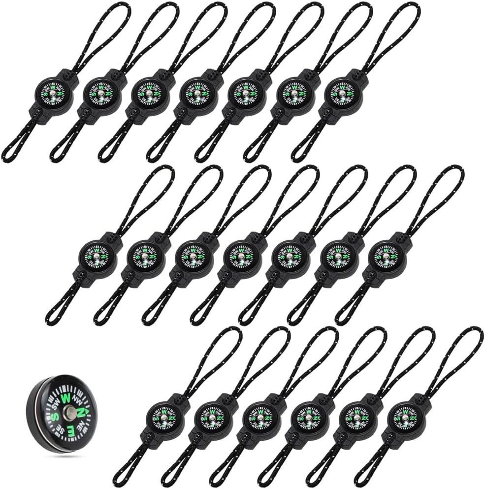 HOSTK 20 Pcs Mini Survival Compass, Outdoor Camping Hiking Pocket Compass, Liqui
