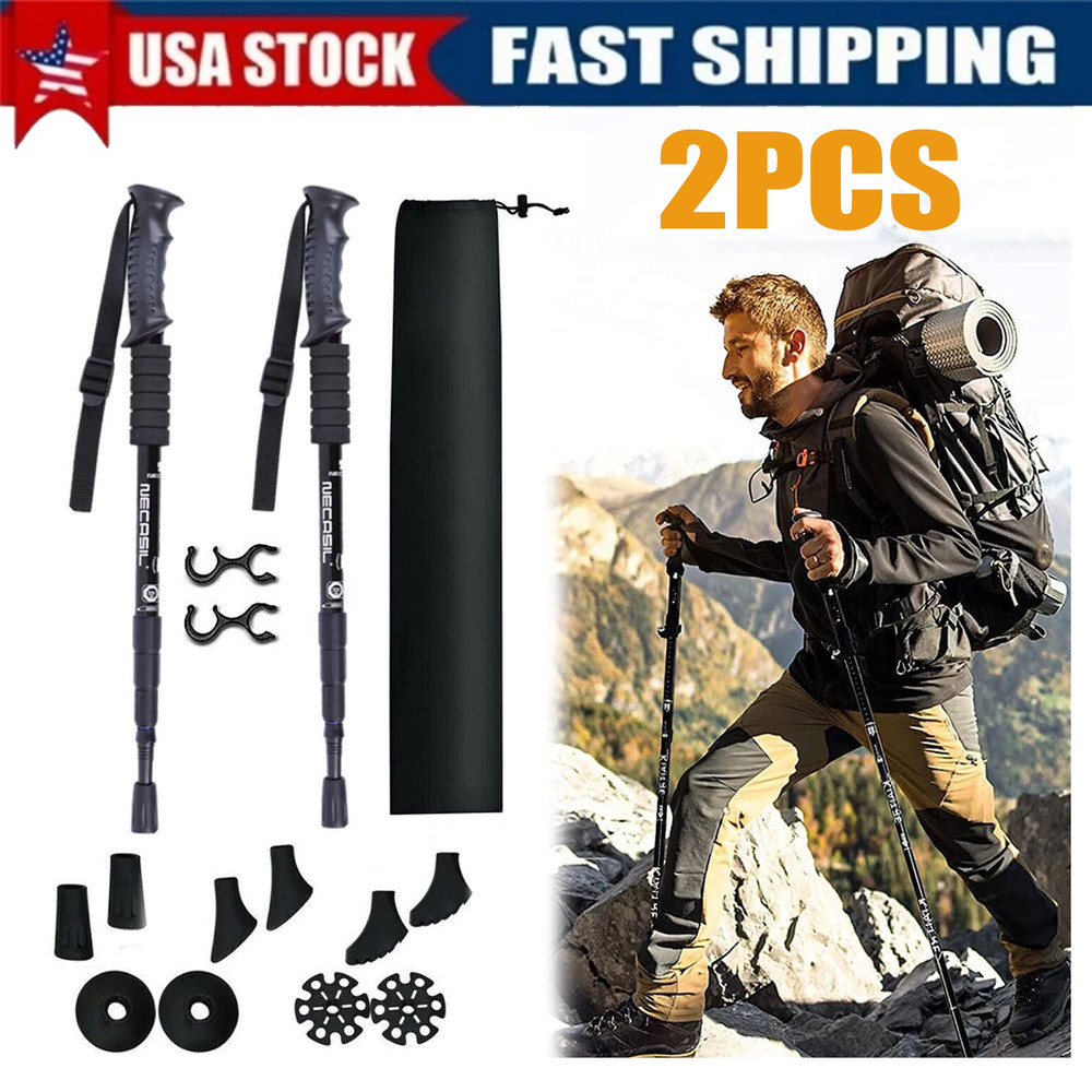 2x Trekking Poles Nordic Walking Hiking Sticks Anti-shock Adjustable Alpenstock