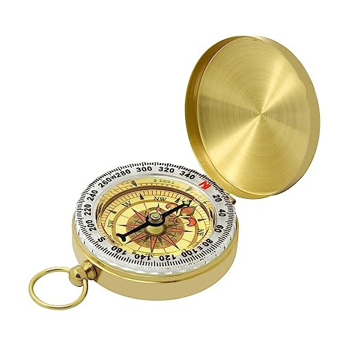 Vintage Waterproof Brass Compass for Hiking, Survival & Navigation – Ideal