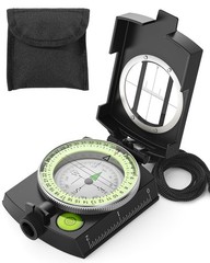 Accurate Lightweight Orienteering Compass with Strap & Case, Glow in Dark, Water