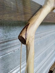 Handmade Rustic Crooked Walking Stick Feathered Staff