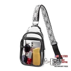 Clear Bag for Stadium Events, Clear Crossbody Bag, Transparent Purses 0-black