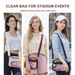 Clear Bag for Stadium Events Clear Purse Stadium Bag Satchel Small Rose Red