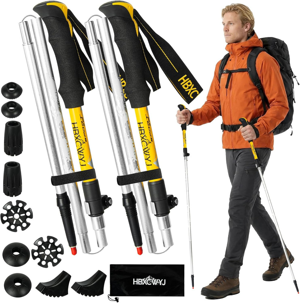 Collapsible Hiking Poles for Men & Women, Lightweight Foldable Walking Sticks, A