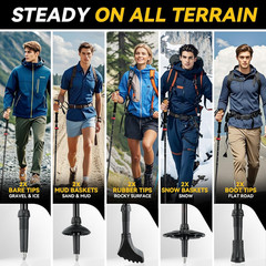 Carbon Fiber Trekking Poles – Lightweight Collapsible Hiking Poles, 2 PCS Nordic