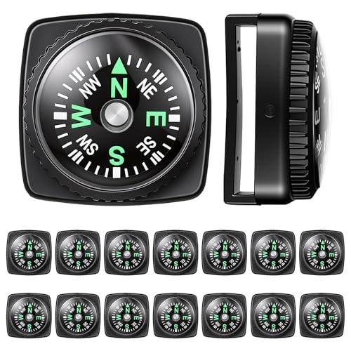 15 PCS Slip-On Watch Band Compass, Sturdy Mini Button Compasses Small Wrist