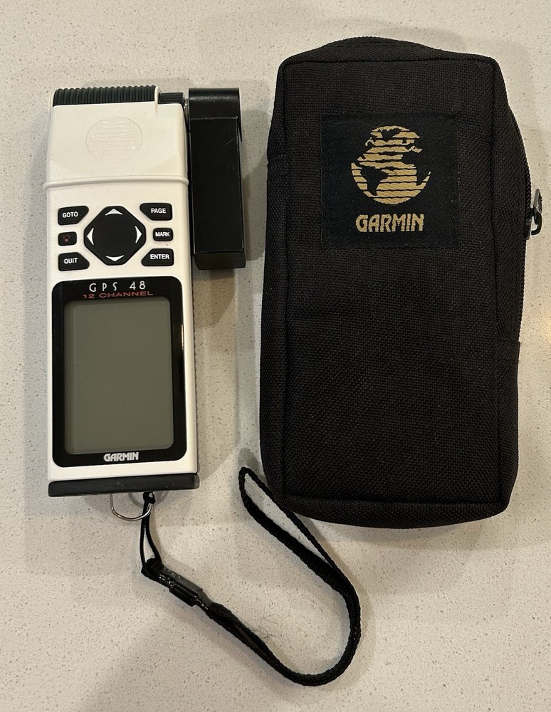 Garmin GPS 48 Vintage Handheld 12 Channels White Personal Navigator – w/Case