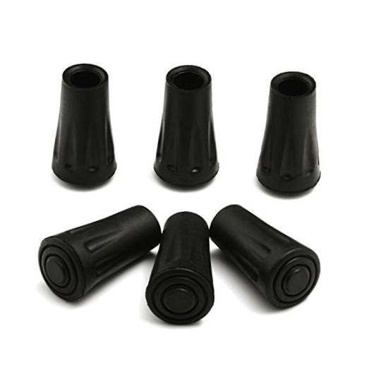 6-Pack Replacement Rubber Tips (Longer Caps) – Fits Most Hiking Sticks,