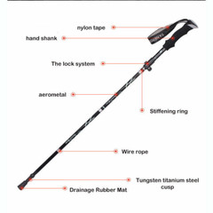 Carbon Fibre Anti Shock Walking Trekking Hiking Stick Pole Alpenstock for Sports