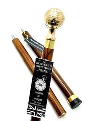 Globe Handle Solid Brass Stylish Hard Wood Foldable Walking Stick Vintage Walkin